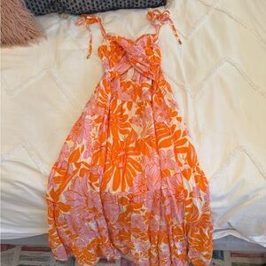 Hello Molly Orange and Pink Floral Maxi Dress